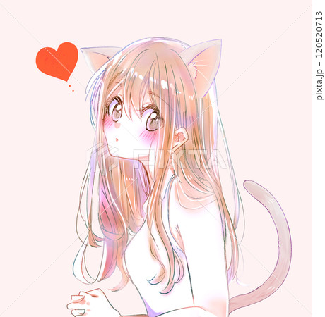 猫耳としっぽの生えた女性　恋愛 120520713