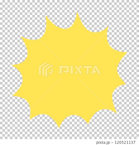 鋸齒狀黃色語音氣泡 — 簡單的漫畫風格橫幅或框架材料 鋸齒狀黃色語音氣泡 — 簡單的漫畫風格橫幅或框架材料 120521137