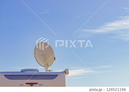 Satellite dish on roof of caravan Satellite dish on roof of caravan 120521198