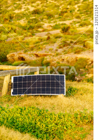 Portable solar photovoltaic panel outdoors Portable solar photovoltaic panel outdoors 120521314
