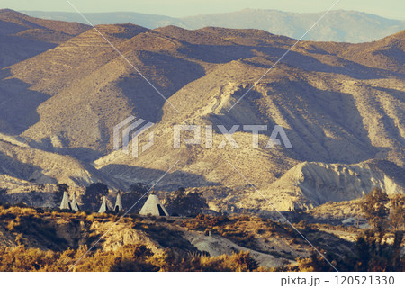 Tabernas desert and Indian village wigwams at Western Leone, Spain 120521330