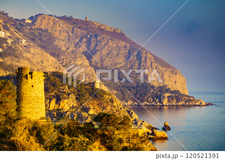 Spanish coast with Pine Tower, Andalusia. 120521391