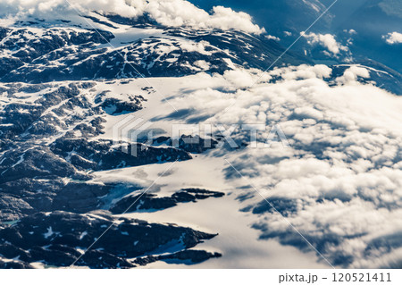 View from airplane to fjords in Norway 120521411