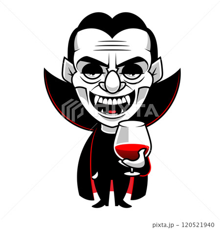 Vampire Dracula portrait. Halloween illustration of vampire in black 120521940