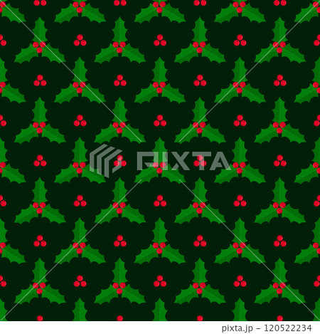 Christmas seamless pattern with holly berries and leaves. Cute seasonal background. Vector template for fabric, textile, wallpaper, wrapping paper, etc. Christmas seamless pattern with holly berries and leaves. Cute seasonal background. Vector template for fabric, textile, wallpaper, wrapping paper, etc. 120522234