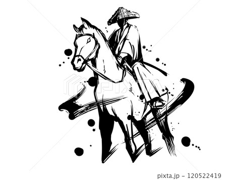 馬に乗った侍のイラスト素材 [120522419] - PIXTA