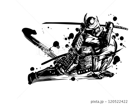 刀を構える侍 刀を構える侍 120522422