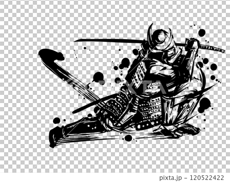 刀を構える侍 刀を構える侍 120522422