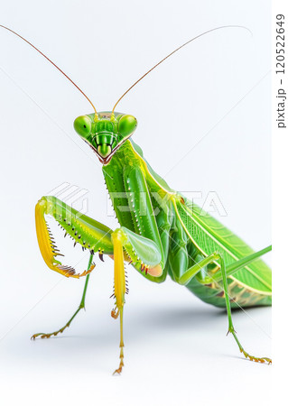 Mantis on neutral white background, vertical poster 120522649