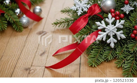 赤いリボンのクリスマスオーナメント 120523330