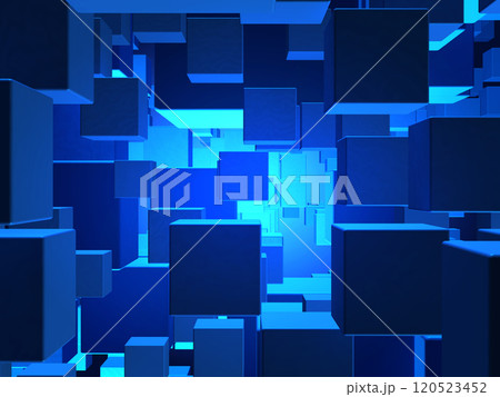 青い立方体が浮かぶ背景イラスト 青い立方体が浮かぶ背景イラスト 120523452