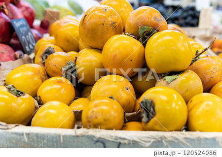 juicy green organic harvest fruit health vegetable fresh persimmon food raw market vegetarian 120524086