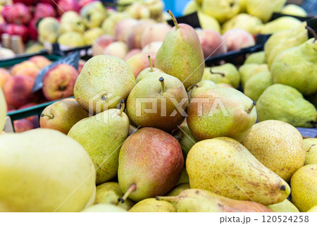 food organic freshness fresh healthy green fruit diet ripe vegetarian background agriculture pear 120524258
