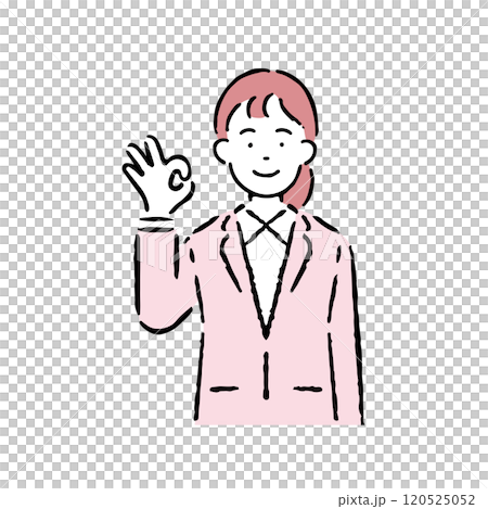 A woman in a suit making an OK sign 120525052