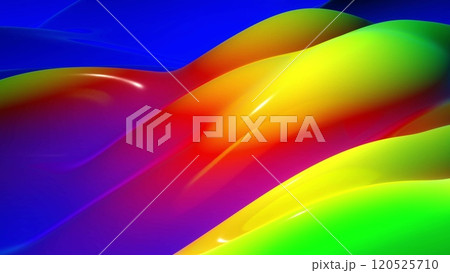 Perfect background for text or presentations. Abstract background waves move along the matt surface of the liquid. looped animation rainbow color surface. Beautiful background with waves. 120525710