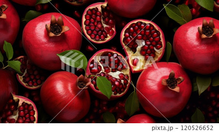 Pomegranate garnet fruit background. ai generated art image 120526652