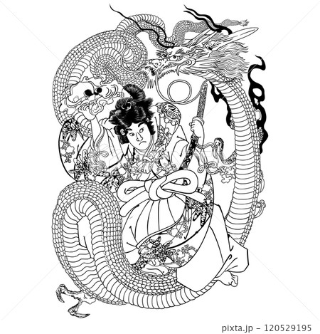 本朝武者鏡・龍王丸-歌川芳艶のイラスト素材 [120529195] - PIXTA
