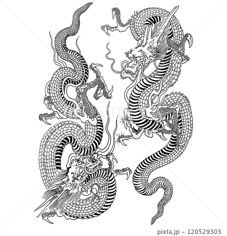 上り龍下り龍-歌川芳艶のイラスト素材 [120529303] - PIXTA