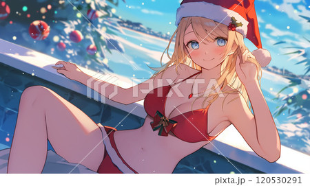 クリスマスにかわいい女の子とプレゼント 120530291