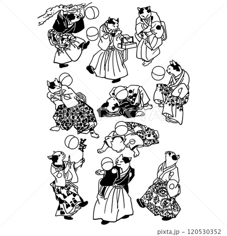 流行猫の曲手まり-歌川国芳 流行猫の曲手まり-歌川国芳 120530352