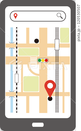 Image illustration of a smartphone screen showing a check mark on a map app Image illustration of a smartphone screen showing a check mark on a map app 120530507