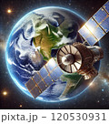 地球と人工衛星のリアルなイラスト 120530931