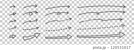 Set of hand-drawn right arrows drawn with a pen (black and white) 120531017