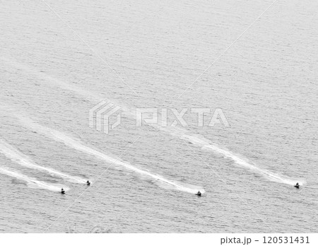 Aerial view of jet skis is suitable for tourism. Aerial view of jet skis is suitable for tourism. 120531431