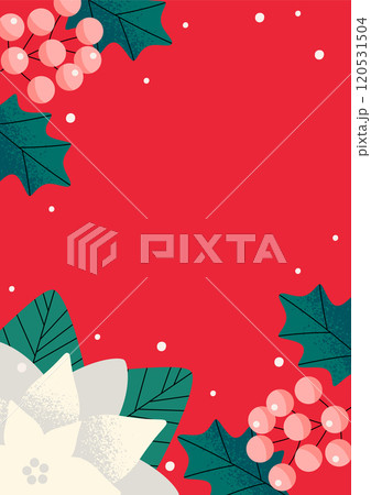 ポインセチアと木の実のクリスマス背景デザイン 120531504