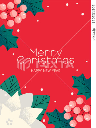 ポインセチアと木の実のクリスマス背景デザイン ポインセチアと木の実のクリスマス背景デザイン 120531505