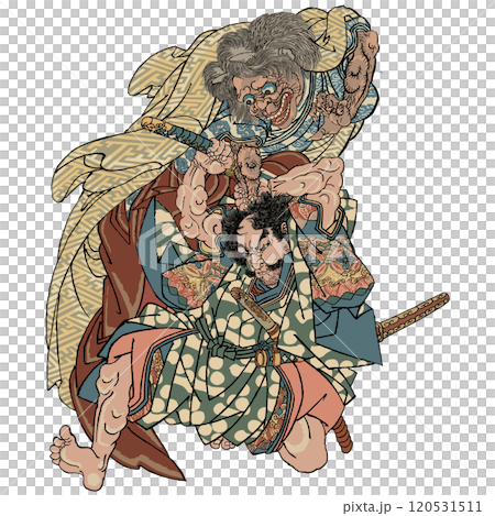 Watanabe Tsuna, the Toneri of the Waterfall - Utagawa Kuniyoshi Watanabe Tsuna, the Toneri of the Waterfall - Utagawa Kuniyoshi 120531511