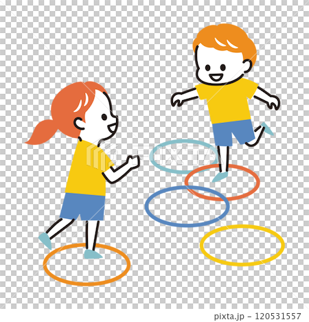輪っかで遊ぶ子供たち 120531557