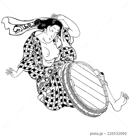 木曽街道六十九次ノ内 落合 久米仙人 晒女-歌川国芳 120532093