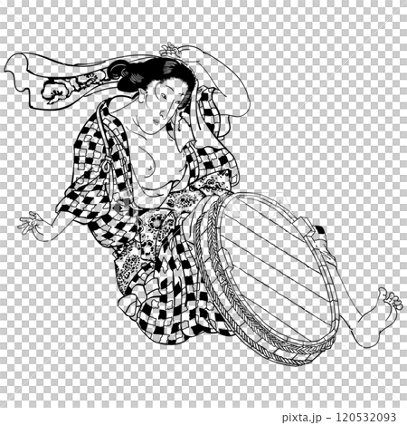 木曽街道六十九次ノ内 落合 久米仙人 晒女-歌川国芳 120532093