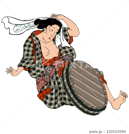 木曽街道六十九次ノ内 落合 久米仙人 晒女-歌川国芳 120532094