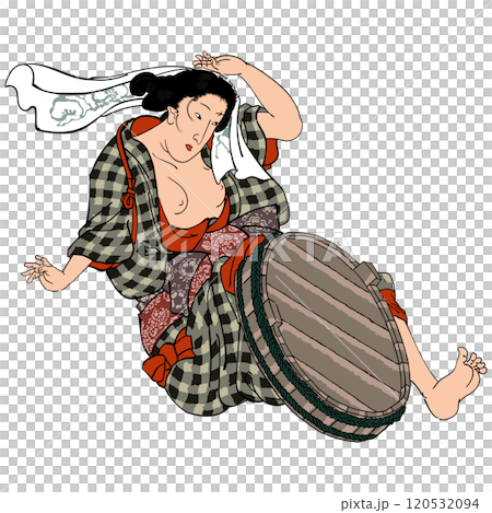 木曾街道第69站落合久米仙人曝光女-歌川國芳 120532094