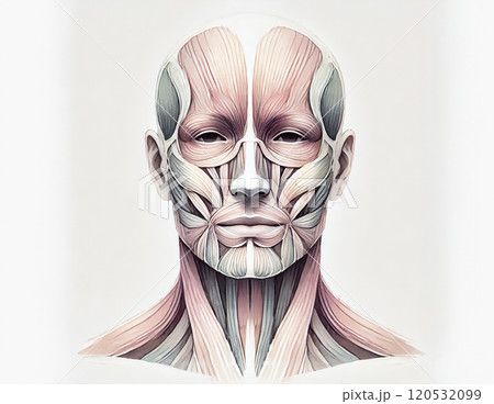 顔の筋肉　人体図 120532099