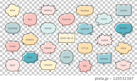 A set of simple speech bubbles Illustration Speech bubble Material Design Frame Decoration Decorative border Line drawing 120532387