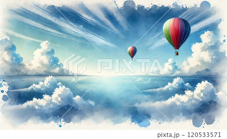 気球と大空の水彩画風イラスト 120533571