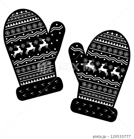 Warm winter mittens with Scandinavian ornament 120533777