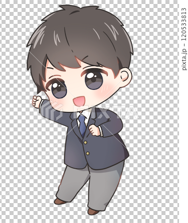 Smiling male student raising his fist 120533813