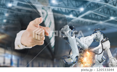 Business man concept Industrial robotics using artificial intelligence Business man concept Industrial robotics using artificial intelligence 120533844