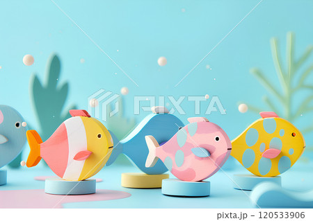 楽しく泳ぐカラフルな海水魚くんたち-1 120533906