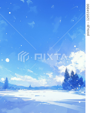 雪降る冬景色　AI画像 120534900
