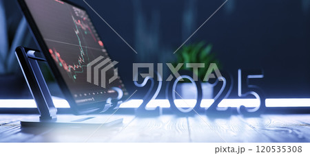 Financial Market and Investment Trends 2025: Digital Candlestick Charts Reflecting Economic Analysis 120535308