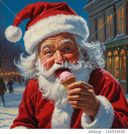 アイスを食べるサンタクロース 120535430