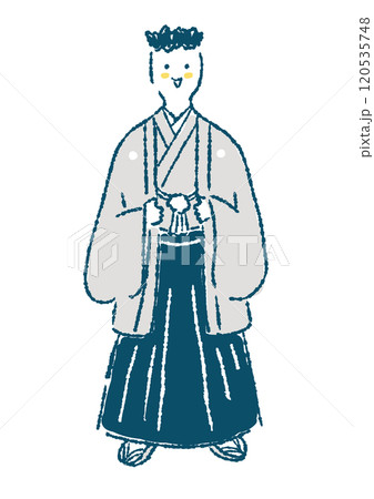 羽織袴を着た男性の手描きイラスト 120535748