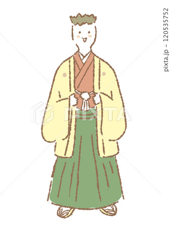 羽織袴を着た男性の手描きイラスト 120535752