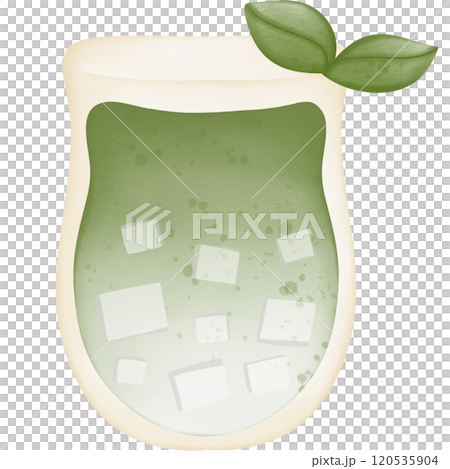 Matcha ice green tea menu summer decorations hand drawn transparency illustration 120535904
