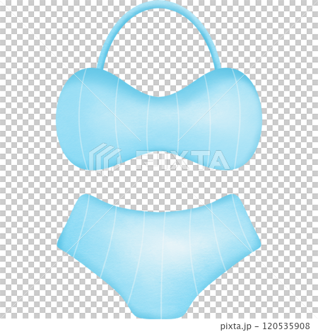 light blue bikini for summer hand drawn transparency illustration.	 120535908